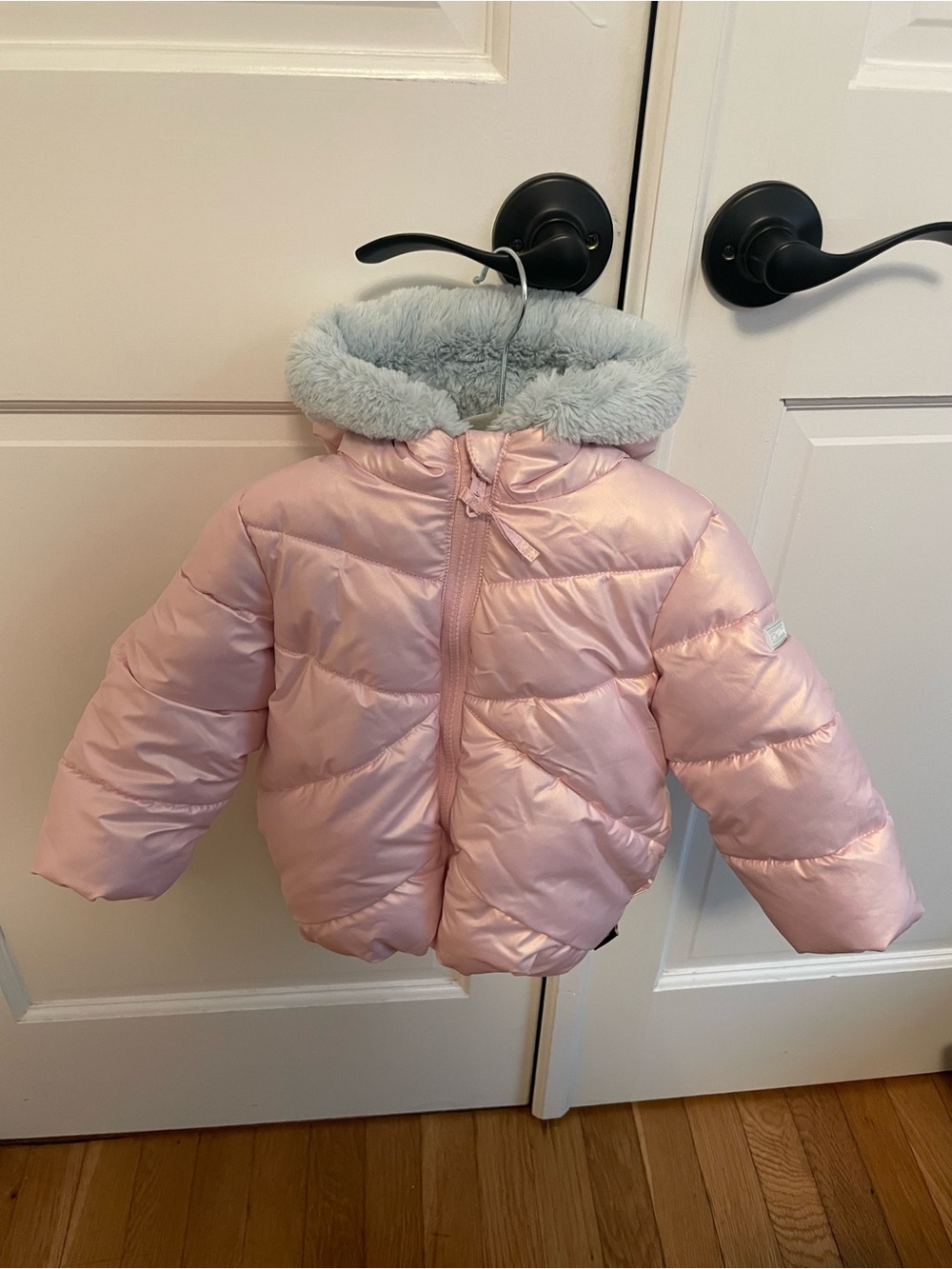Spyder Pink Puffer Jacket with Gray Faux-Fur Hood